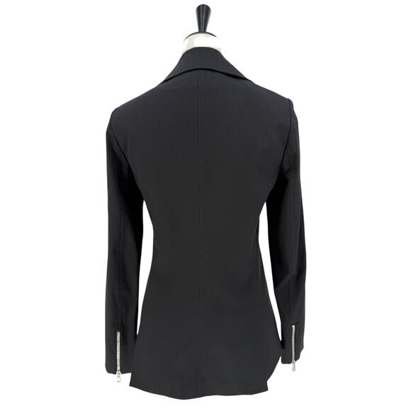 Veronica Beard Hadley Moto Black Jacket with Striped Varsity Dickey Size Small - Picture 14 of 16